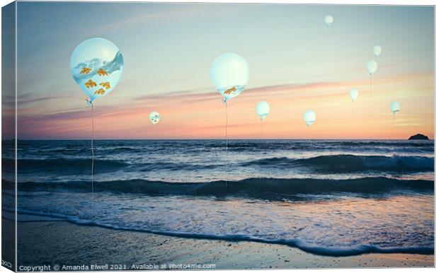 Surreal Floating Goldfish Canvas Print by Amanda Elwell