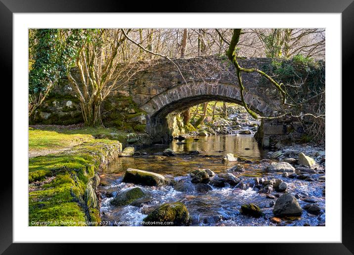 Old bridge over the Afon Deri, Cadair Idris, Snowd Framed Mounted Print by Gordon Maclaren