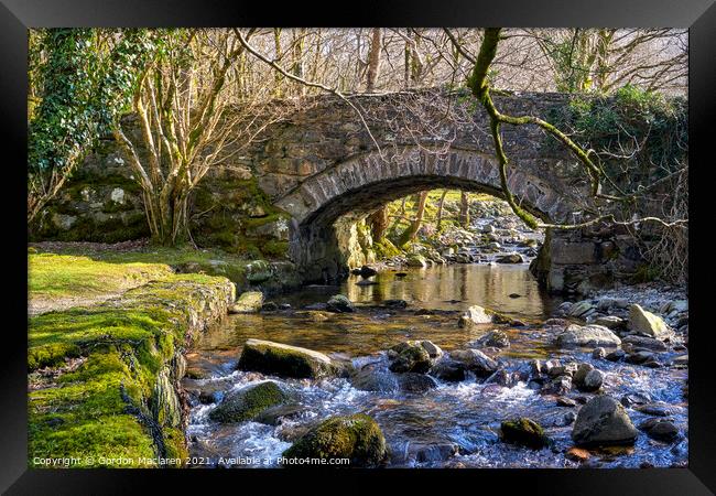 Old bridge over the Afon Deri, Cadair Idris, Snowd Framed Print by Gordon Maclaren