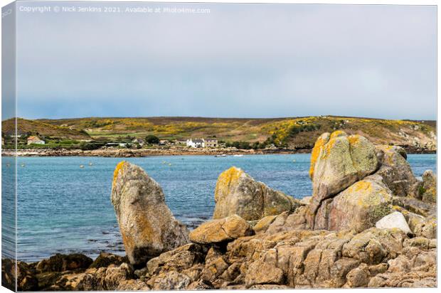 Looking to Bryher from Tresco Isles of Scilly Canvas Print by Nick Jenkins
