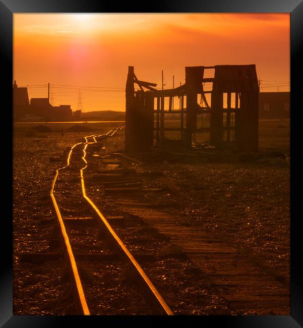 Railway Sunset Dungeness Framed Print by Clive Eariss