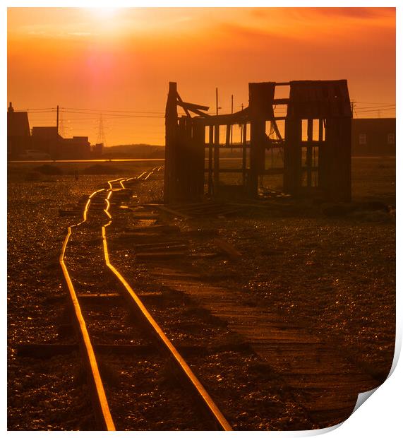 Railway Sunset Dungeness Print by Clive Eariss