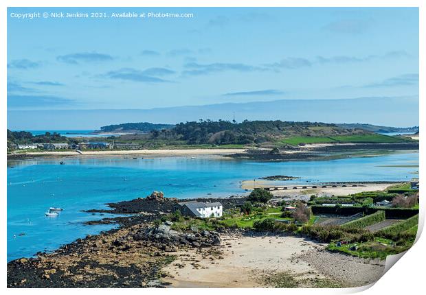 View from Bryher to Tresco on the Isles of Scilly Print by Nick Jenkins