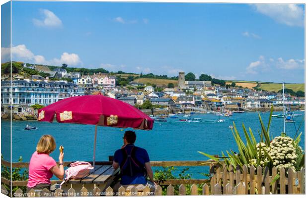 Salcombe from an East Portlemouth Cafe Canvas Print by Paul F Prestidge