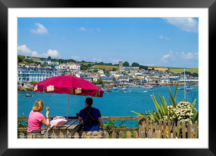 Salcombe from an East Portlemouth Cafe Framed Mounted Print by Paul F Prestidge