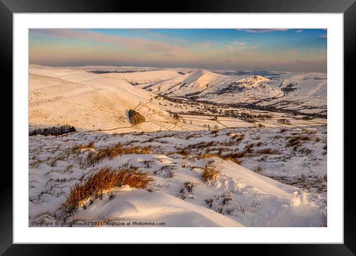 Edale, winter afternoon  Framed Mounted Print by geoff shoults