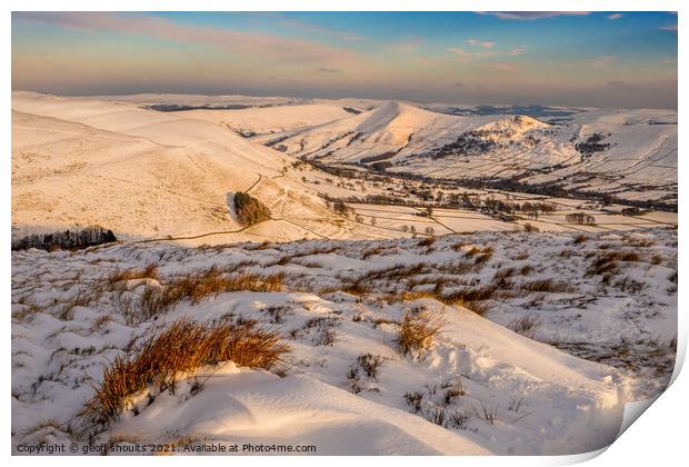 Edale, winter afternoon  Print by geoff shoults