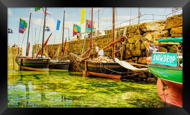 Mousehole Fishing Luggers Framed Print by Peter F Hunt