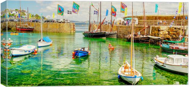A Sunny Day In Mousehole Canvas Print by Peter F Hunt