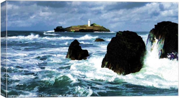Godrevy Lighthouse, Gwithian, Cornwall  Canvas Print by Brian Pierce