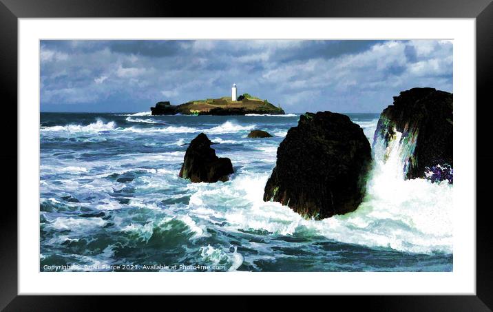 Godrevy Lighthouse, Gwithian, Cornwall  Framed Mounted Print by Brian Pierce