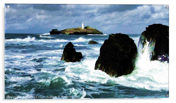 Godrevy Lighthouse, Gwithian, Cornwall  Acrylic by Brian Pierce