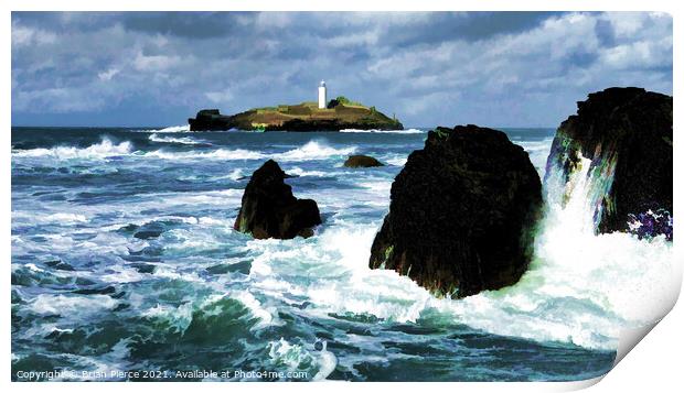 Godrevy Lighthouse, Gwithian, Cornwall  Print by Brian Pierce