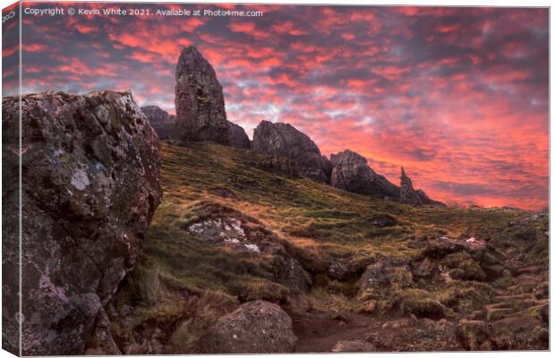 old man of storr dramatic sky Canvas Print by Kevin White