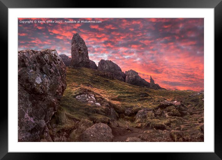 old man of storr dramatic sky Framed Mounted Print by Kevin White