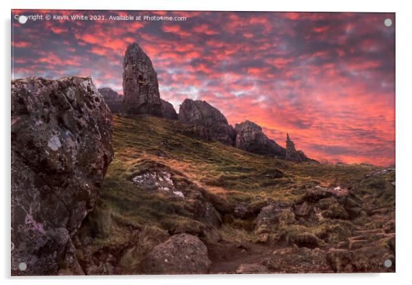 old man of storr dramatic sky Acrylic by Kevin White