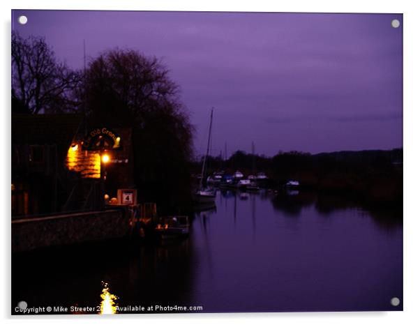 Dusk on the river Frome Acrylic by Mike Streeter