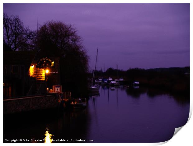 Dusk on the river Frome Print by Mike Streeter