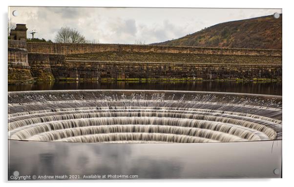 Ladybower Dam Wall  Acrylic by Andrew Heath