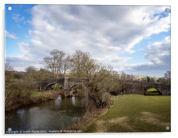 River Tamar and Higher New Bridge near Launceston Acrylic by Judith Flacke