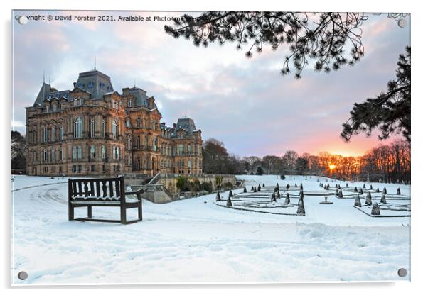 Bowes Museum Winter Sunrise, Barnard Castle, Teesdale, County Du Acrylic by David Forster
