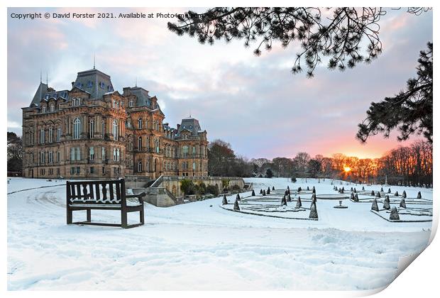 Bowes Museum Winter Sunrise, Barnard Castle, Teesdale, County Du Print by David Forster