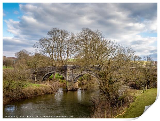 River Tamar and Higher New Bridge near Launceston Print by Judith Flacke