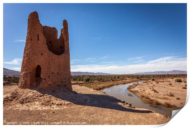 Ancient tower in Ouarzazate, Morocco Print by Peter O'Reilly