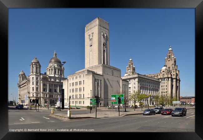 Liverpool's Pier Head Buildings from The Strand Framed Print by Bernard Rose Photography