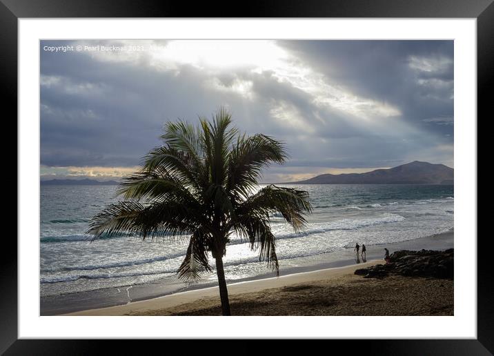 Puerto del Carmen Beach Lanzarote Framed Mounted Print by Pearl Bucknall