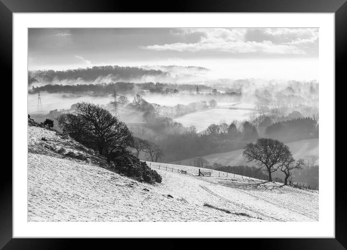 Snowy Hills and Misty Trees Framed Mounted Print by Heidi Stewart