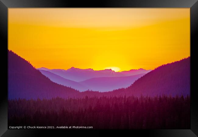 Sunset in a Valley Framed Print by Chuck Koonce