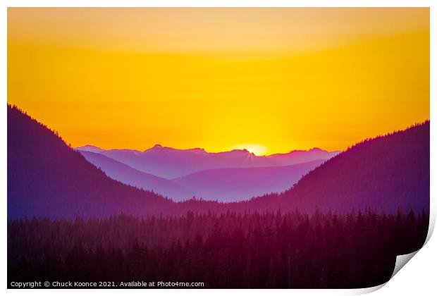 Sunset in a Valley Print by Chuck Koonce