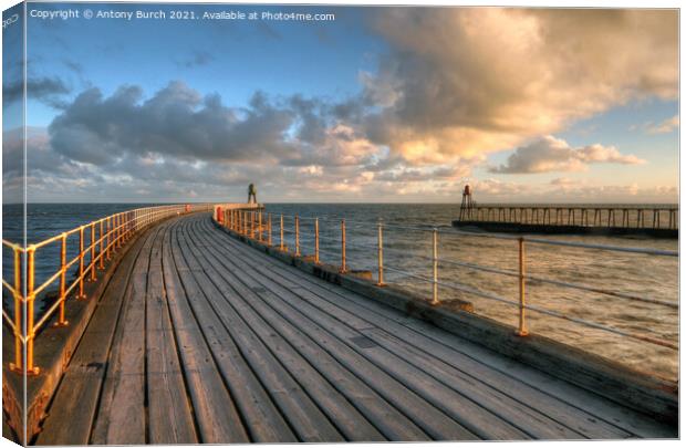 Whitby Pier entrance Canvas Print by Antony Burch