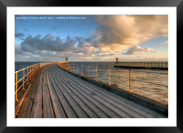 Whitby Pier entrance Framed Mounted Print by Antony Burch