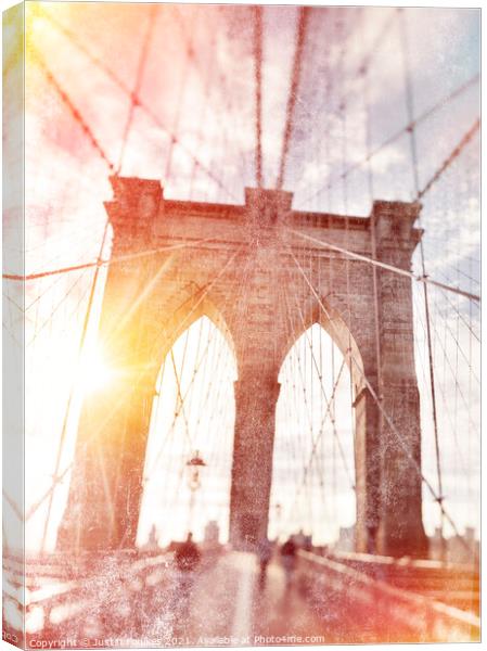 Bridge to Brooklyn Canvas Print by Justin Foulkes