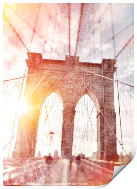 Bridge to Brooklyn Print by Justin Foulkes