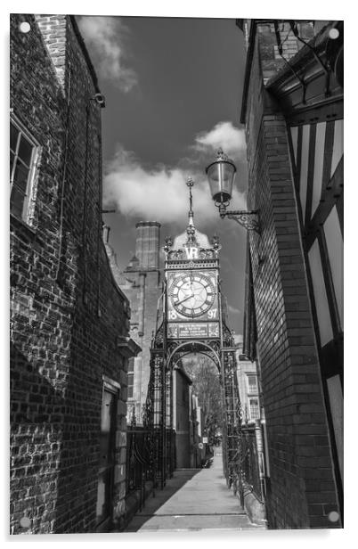 Eastgate Clock Chester black and white Acrylic by Jonathon barnett