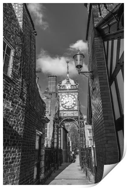 Eastgate Clock Chester black and white Print by Jonathon barnett