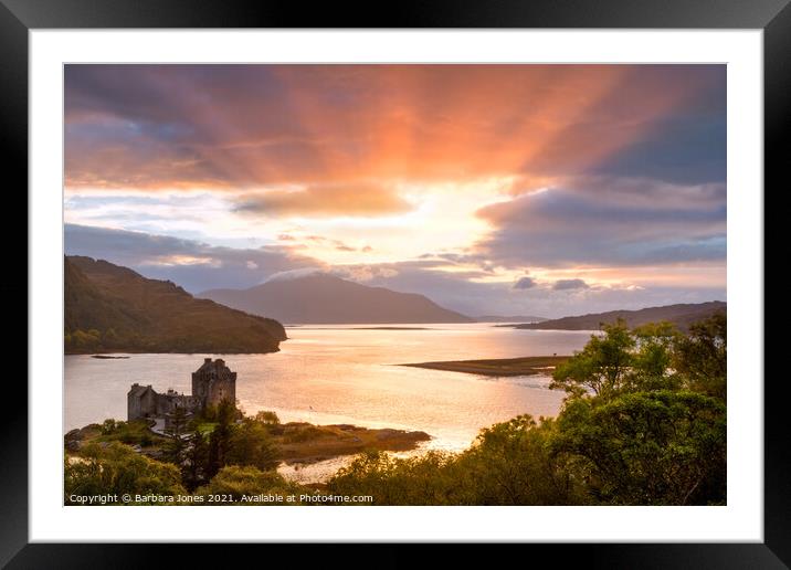 Eilean Donan Castle Sunset Scottish Highlands Framed Mounted Print by Barbara Jones
