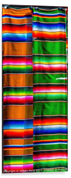 Colorful Mexican Blankets Los Cabos Mexico Acrylic by William Perry