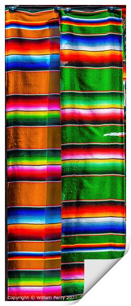 Colorful Mexican Blankets Los Cabos Mexico Print by William Perry