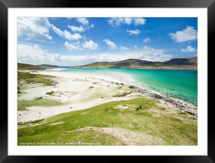 Kyle of Scarp from Traigh Mheilein, Isle of Harris Framed Mounted Print by Justin Foulkes