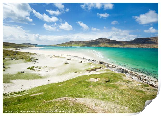 Kyle of Scarp from Traigh Mheilein, Isle of Harris Print by Justin Foulkes