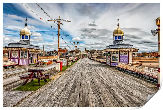 A look back along Blackpool's North Pier Print by Scott Somerside