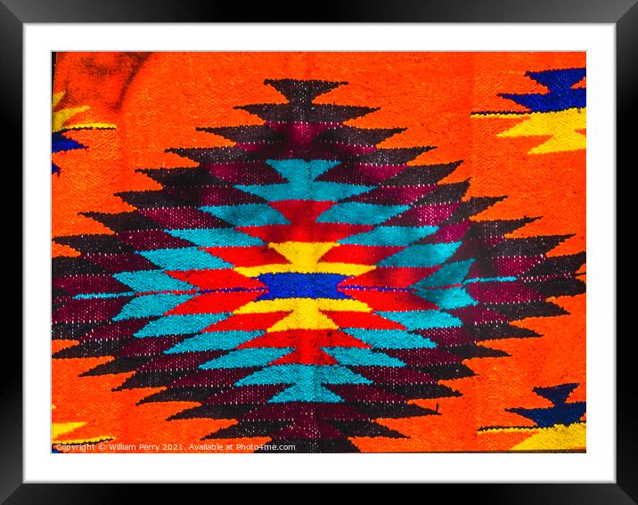 Colorful Mexican Blanket Los Cabos Mexico Framed Mounted Print by William Perry