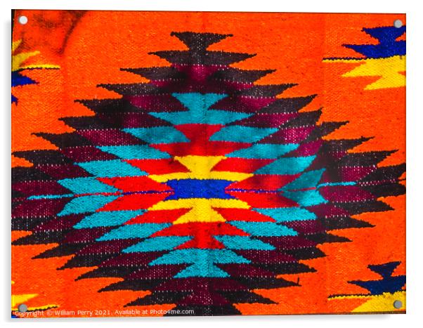 Colorful Mexican Blanket Los Cabos Mexico Acrylic by William Perry