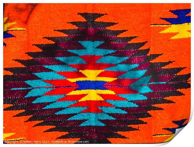 Colorful Mexican Blanket Los Cabos Mexico Print by William Perry