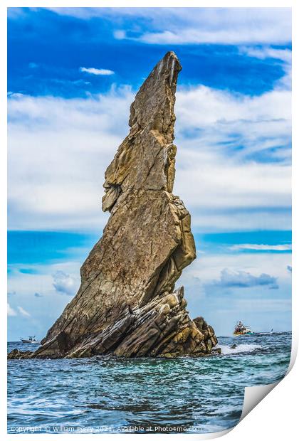 Tall Rock Formation Water Cabo San Lucas Mexico Print by William Perry