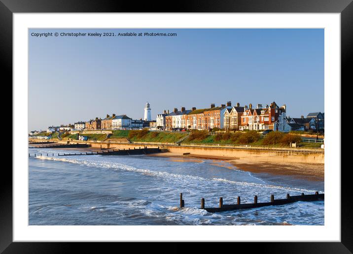 Southwold beach and sea Framed Mounted Print by Christopher Keeley